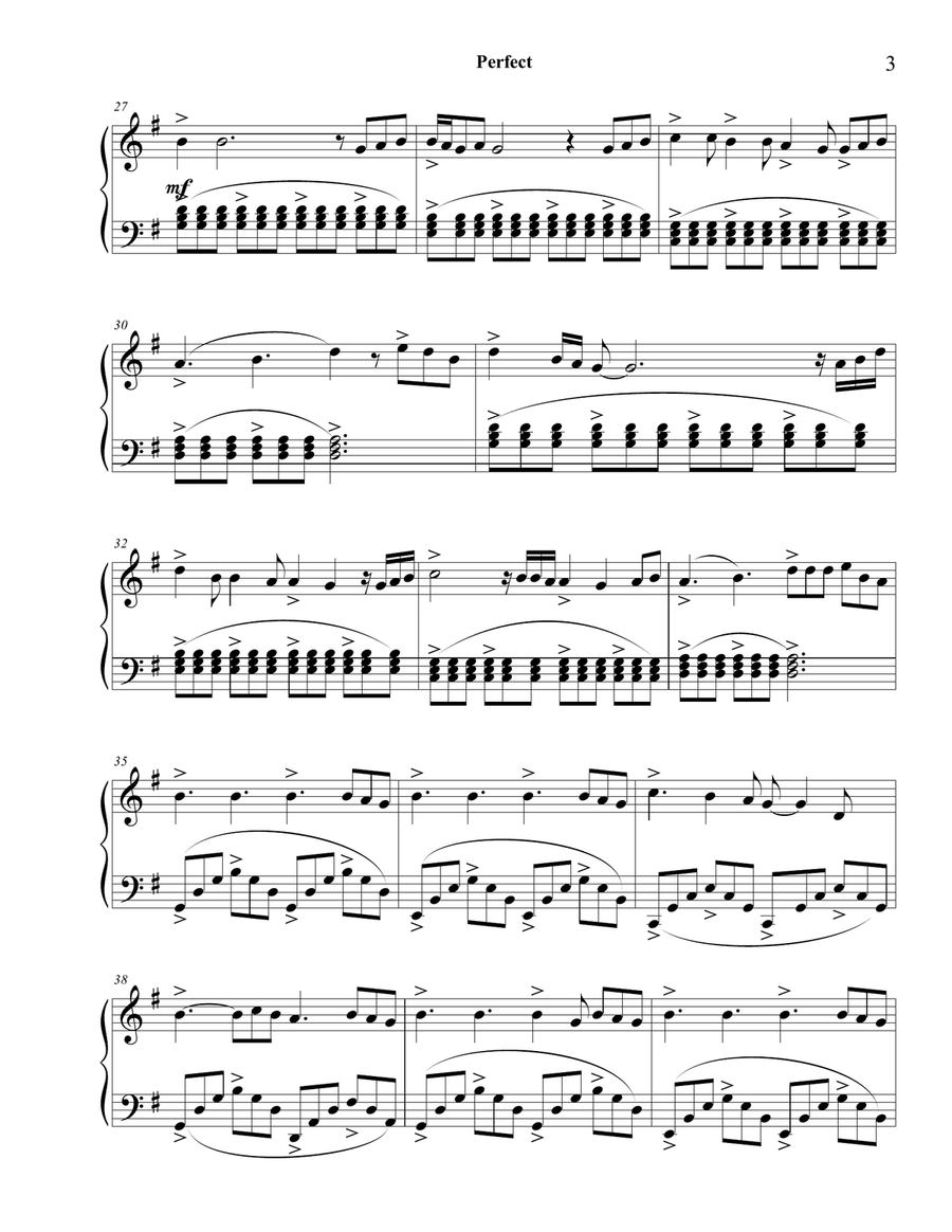 Perfect piano hot sale chords easy