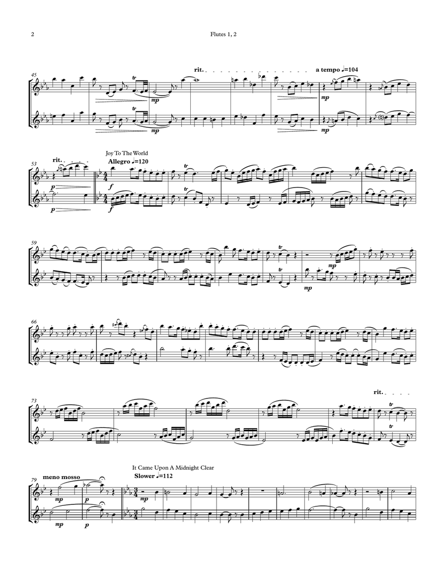 Christmas Serenade for Two Flutes (A Christmas medley of songs) Flute Duet scores gallery preview page 2