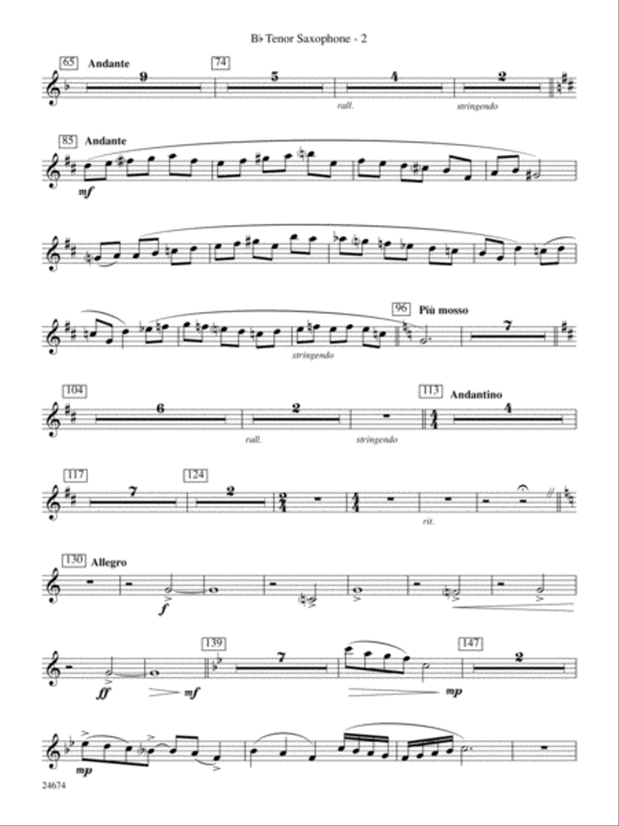 Over Slope and Summit: B-flat Tenor Saxophone Concert Band scores gallery preview page 2