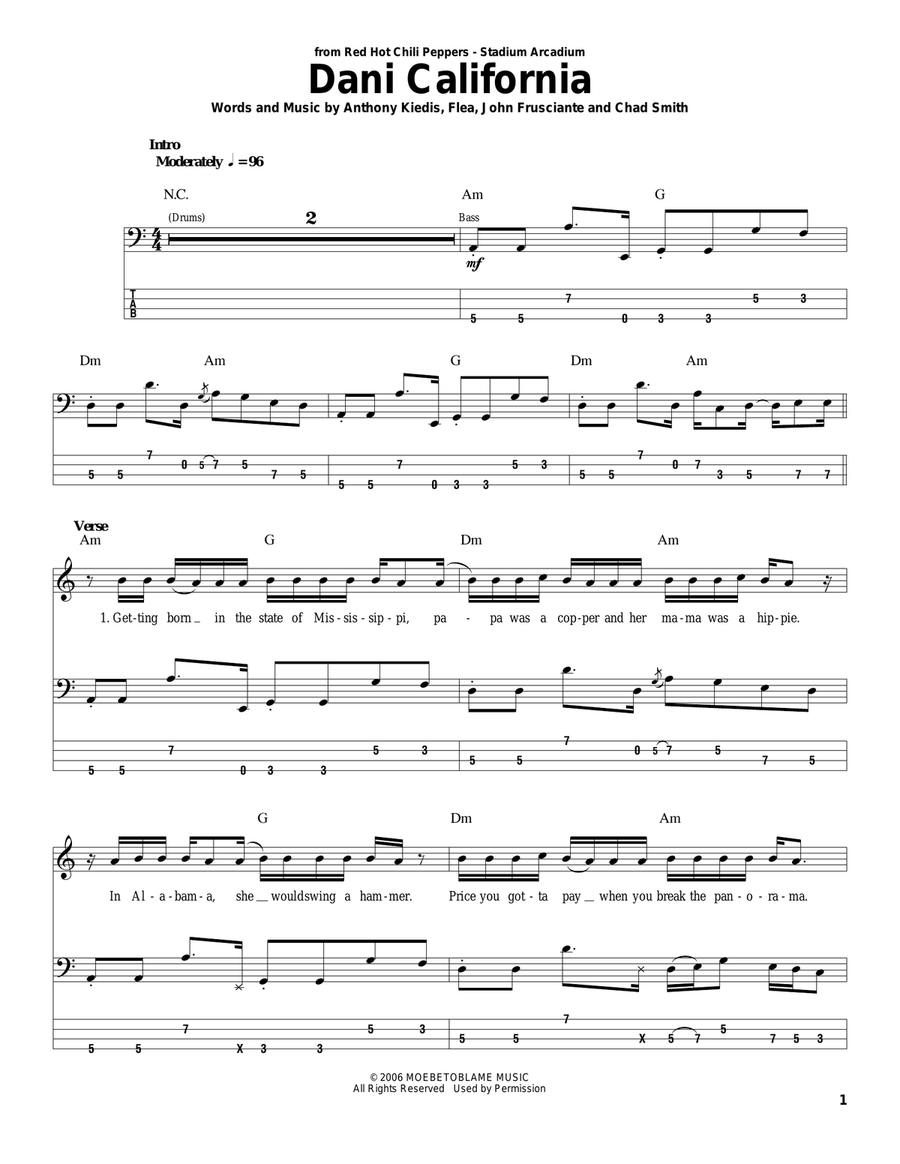 Dani California Acoustic Guitar scores gallery preview page 1