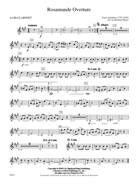 Rosamunde Overture: 1st B-flat Clarinet