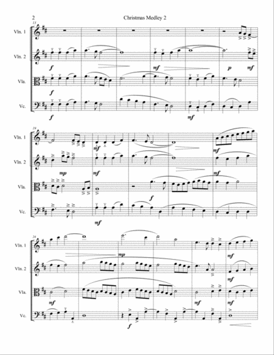 A Second Christmas Medley for String Quartet String Quartet scores gallery preview page 2