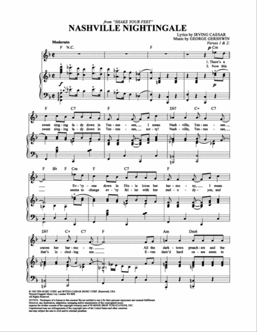 Nashville Nightingale Piano, Vocal, Guitar scores gallery preview page 1