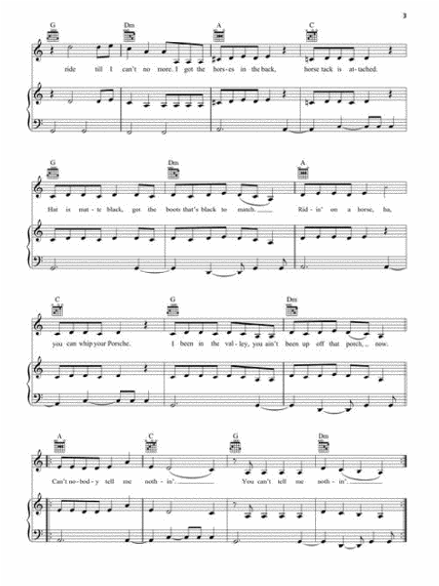 Old Town Road [Remix] Piano, Vocal, Guitar scores gallery preview page 4