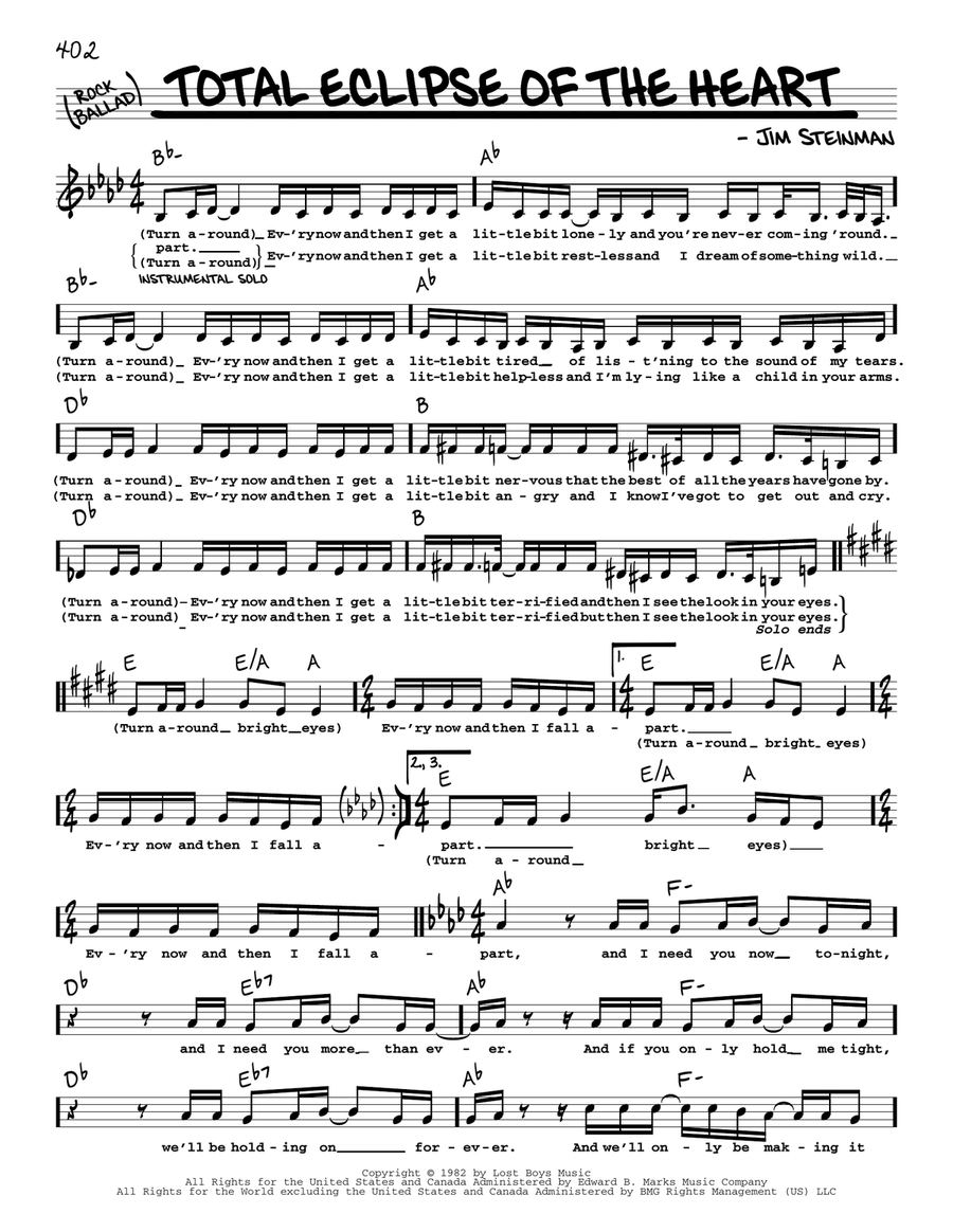 Total Eclipse Of The Heart Voice scores gallery preview page 1