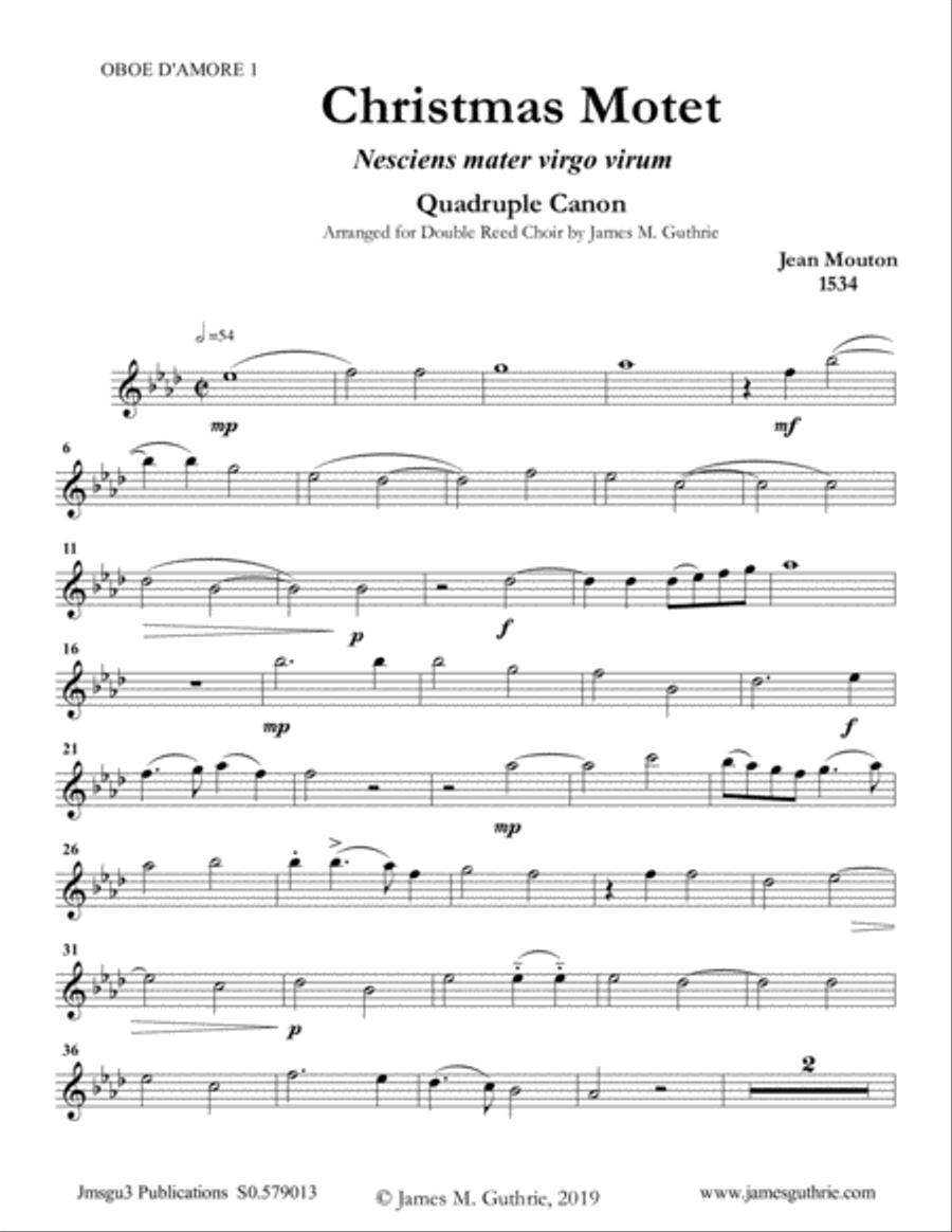 Mouton: Christmas Motet for Double Reed Choir image number null