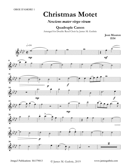 Mouton: Christmas Motet for Double Reed Choir image number null