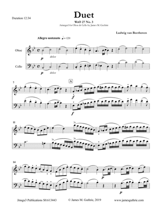 Beethoven: Duet WoO 27 No. 3 for Oboe & Cello