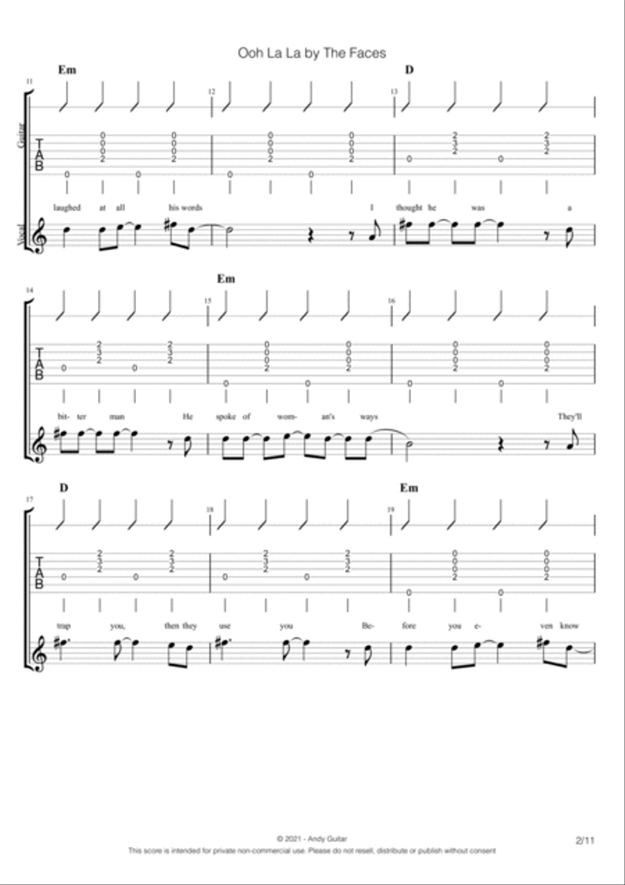 Ooh La La Ooh La La Guitar scores gallery preview page 2