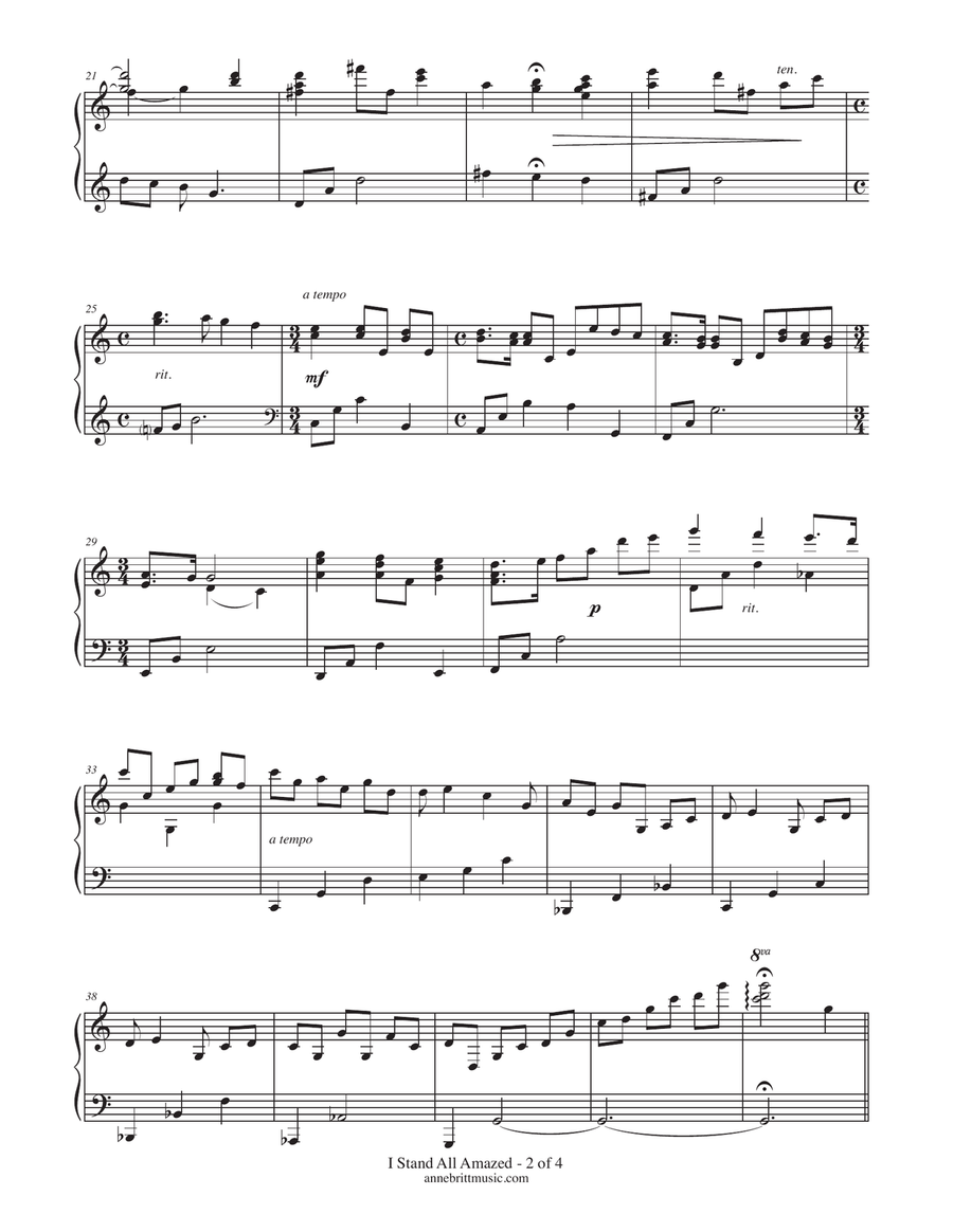 I Stand All Amazed Piano Solo scores gallery preview page 2