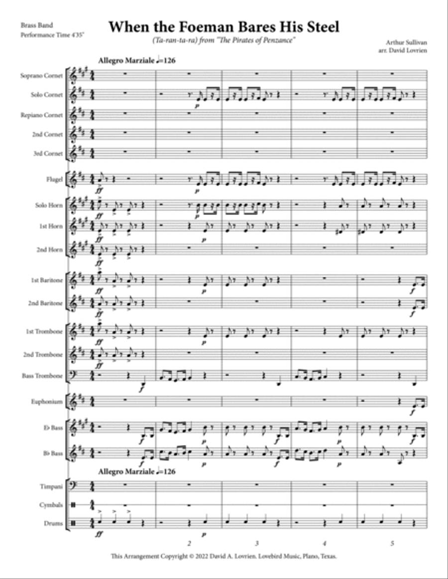 When The Foeman Bares His Steel (from Pirates of Penzance) Brass Band scores gallery preview page 2