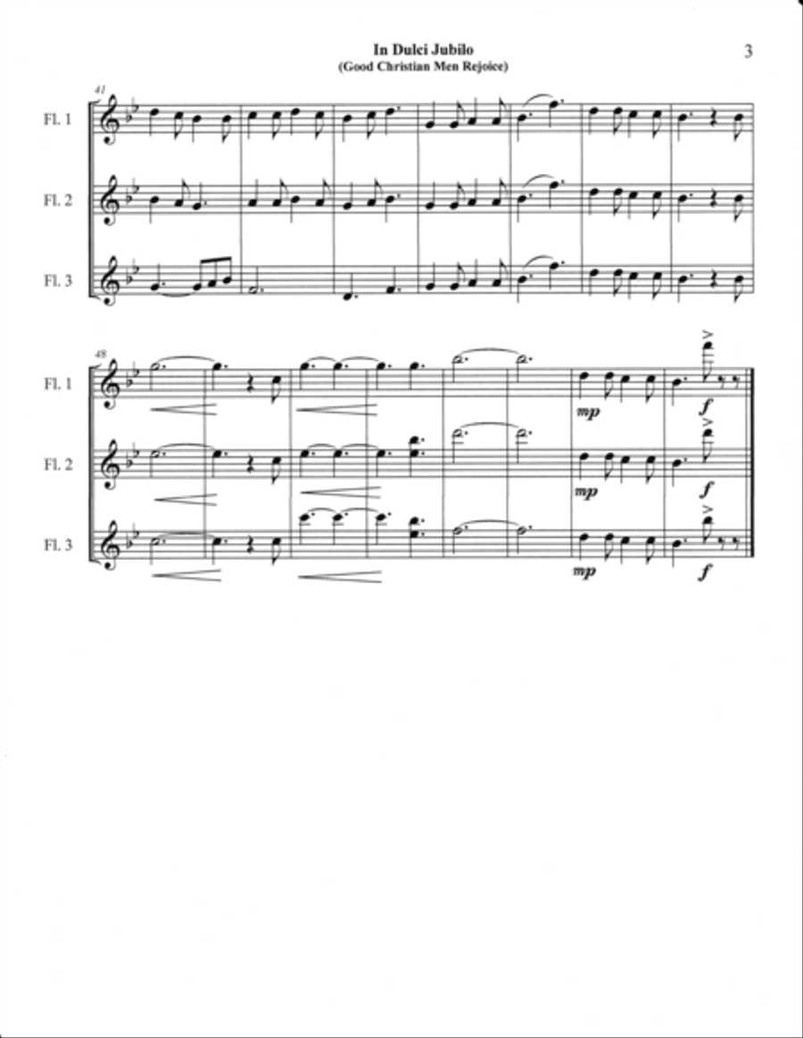 Good Christian Men Rejoice (In Dulci Jubilo) Flute Trio Flute Solo scores gallery preview page 3