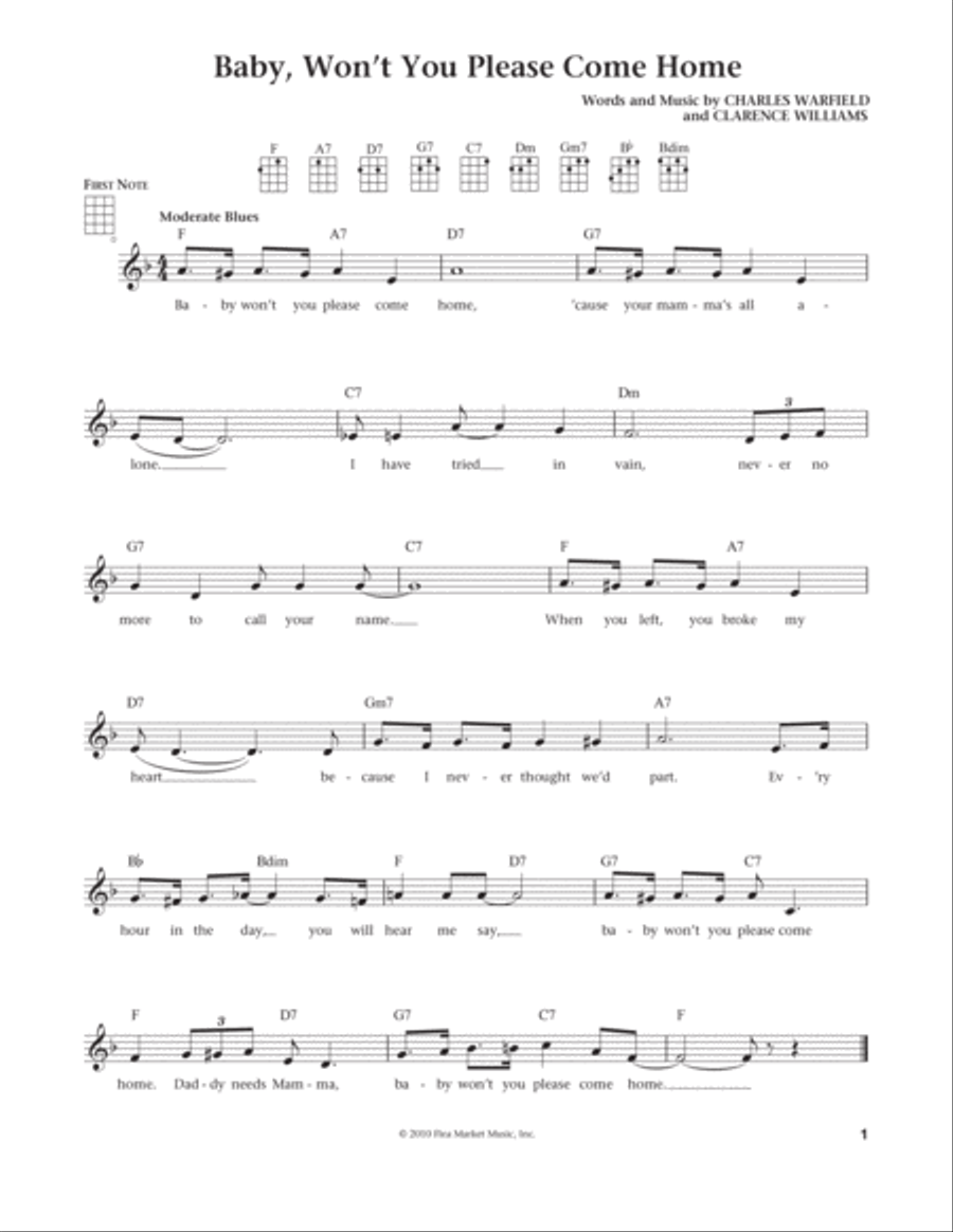 Baby, Won't You Please Come Home (from The Daily Ukulele) (arr. Liz and Jim Beloff) Ukulele scores gallery preview page 1