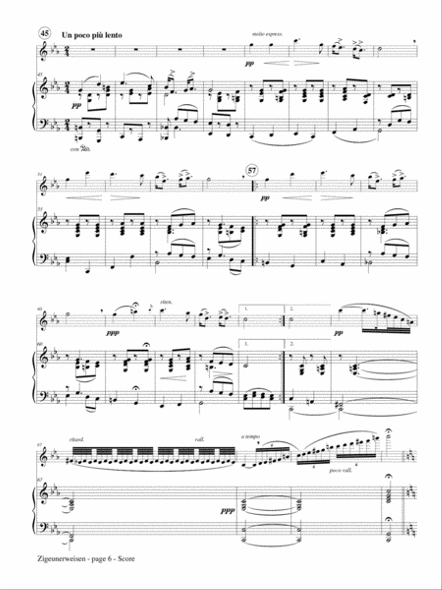 Zigeunerweisen for Flute and Piano Flute Solo scores gallery preview page 3