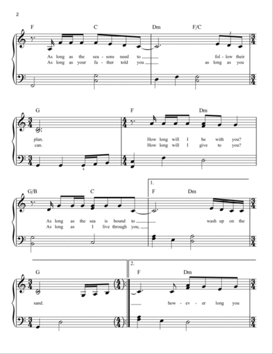 How Long Will I Love You Easy Piano scores gallery preview page 2