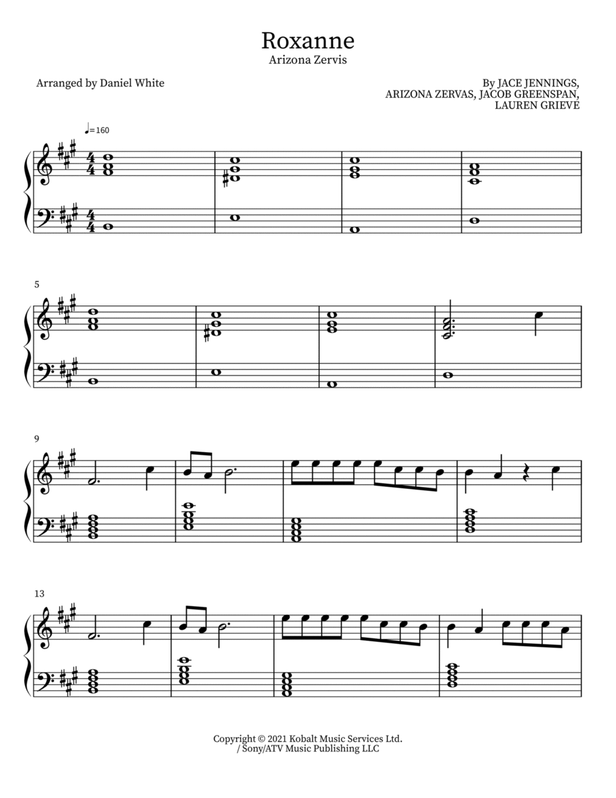 Roxanne Roxanne Piano Solo scores gallery preview page 1