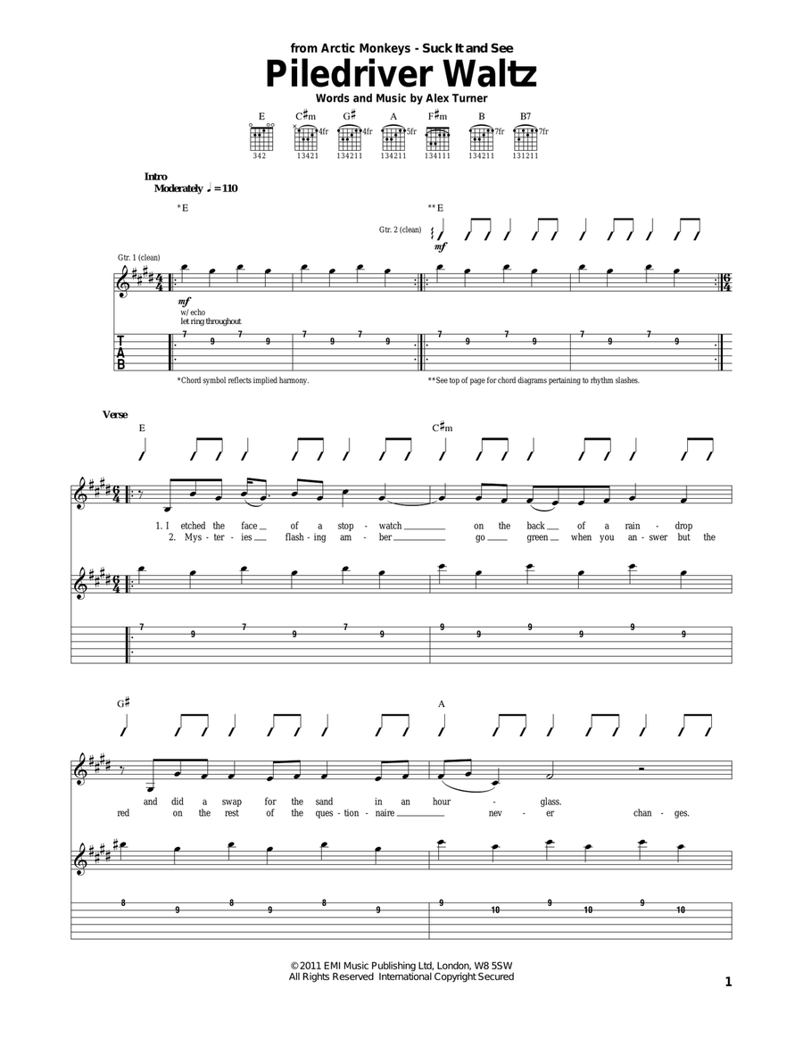Piledriver Waltz Acoustic Guitar scores gallery preview page 1