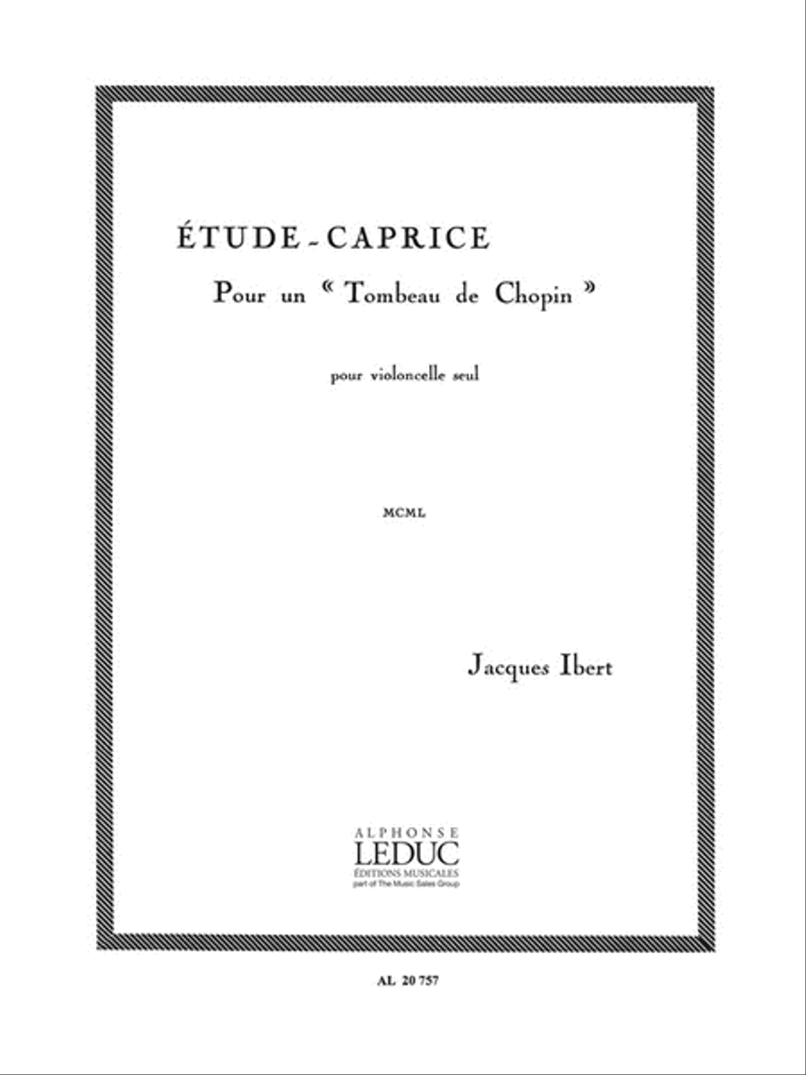 Ibert Etude Caprice Pour Un Tombeau De Chopin Cello Solo Book Cello Solo scores gallery preview page 1