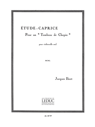 Book cover for Ibert Etude Caprice Pour Un Tombeau De Chopin Cello Solo Book