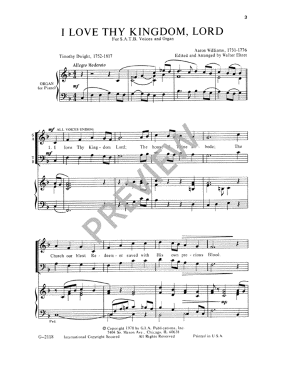 I Love Thy Kingdom, Lord I Love Thy Kingdom, Lord 4-Part scores gallery preview page 4