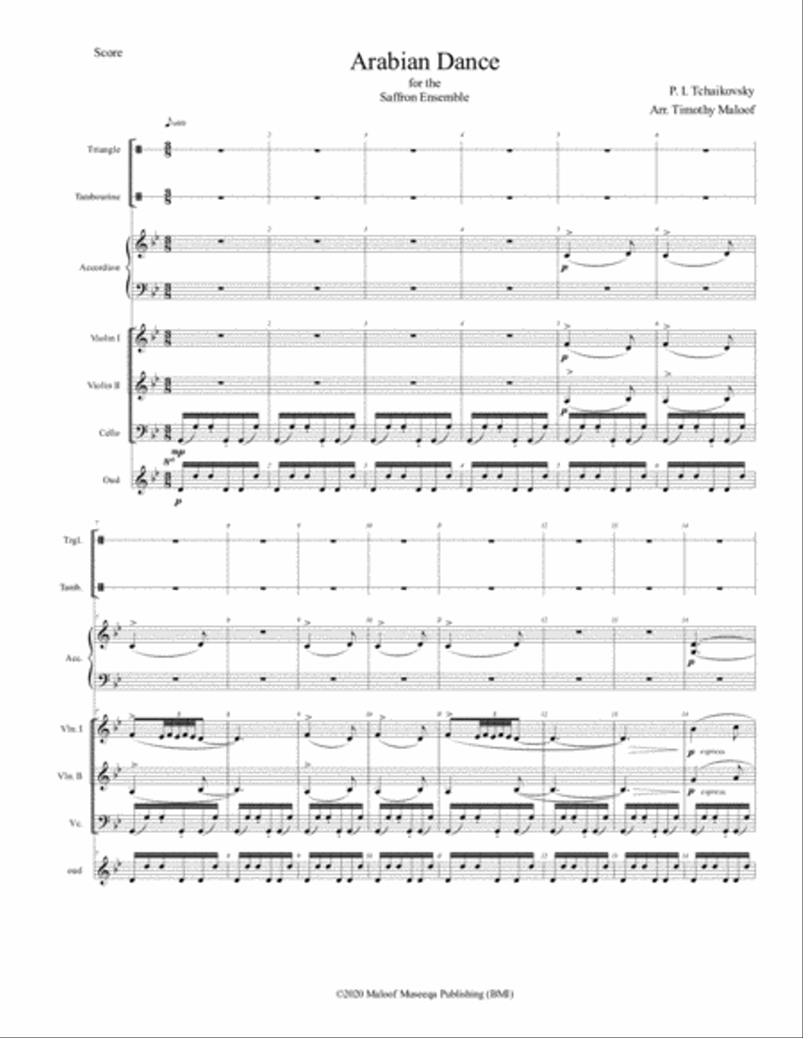Arabian Dance (Coffee) P.I. Tchaikovsky Chamber Orchestra scores gallery preview page 1