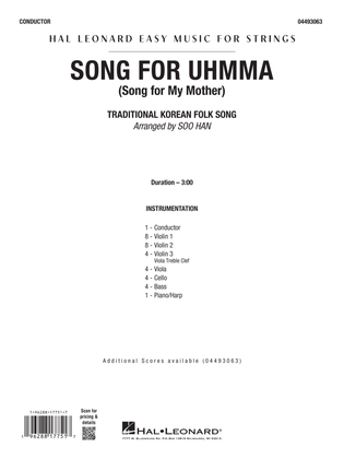 Book cover for Song for UhmMa (Song for My Mother) (arr. Soo Han) - Conductor Score (Full Score)