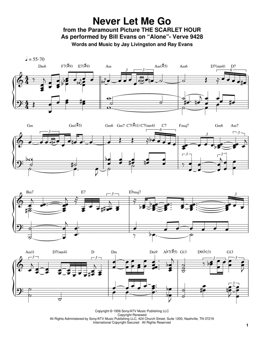 Never Let Me Go Piano scores gallery preview page 1