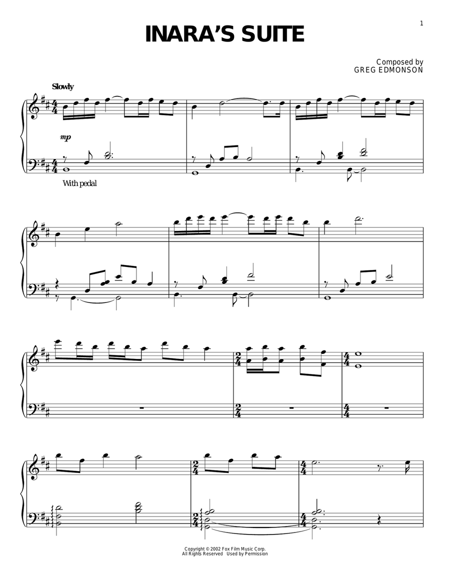 Inara's Suite Piano Solo scores gallery preview page 1