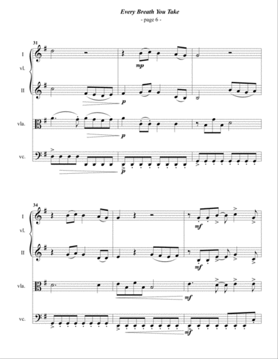 Every Breath You Take String Quartet scores gallery preview page 6