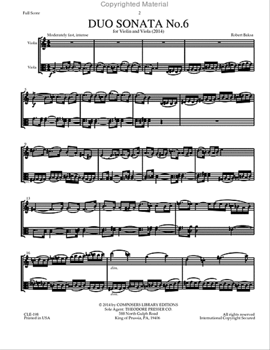 Duo Sonata No. 6 Duo Sonata No. 6 Chamber Music scores gallery preview page 2