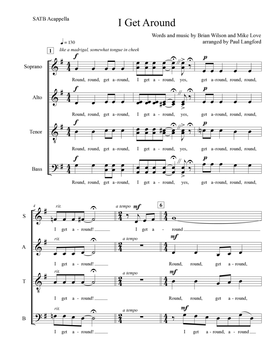 I Get Around 4-Part scores gallery preview page 1