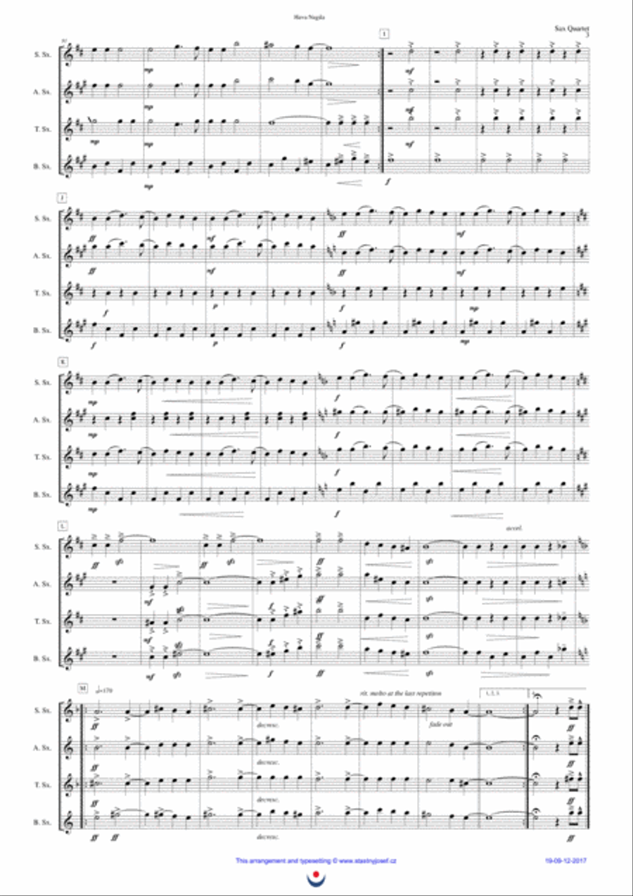 Hava Nagila Woodwind Quartet scores gallery preview page 3