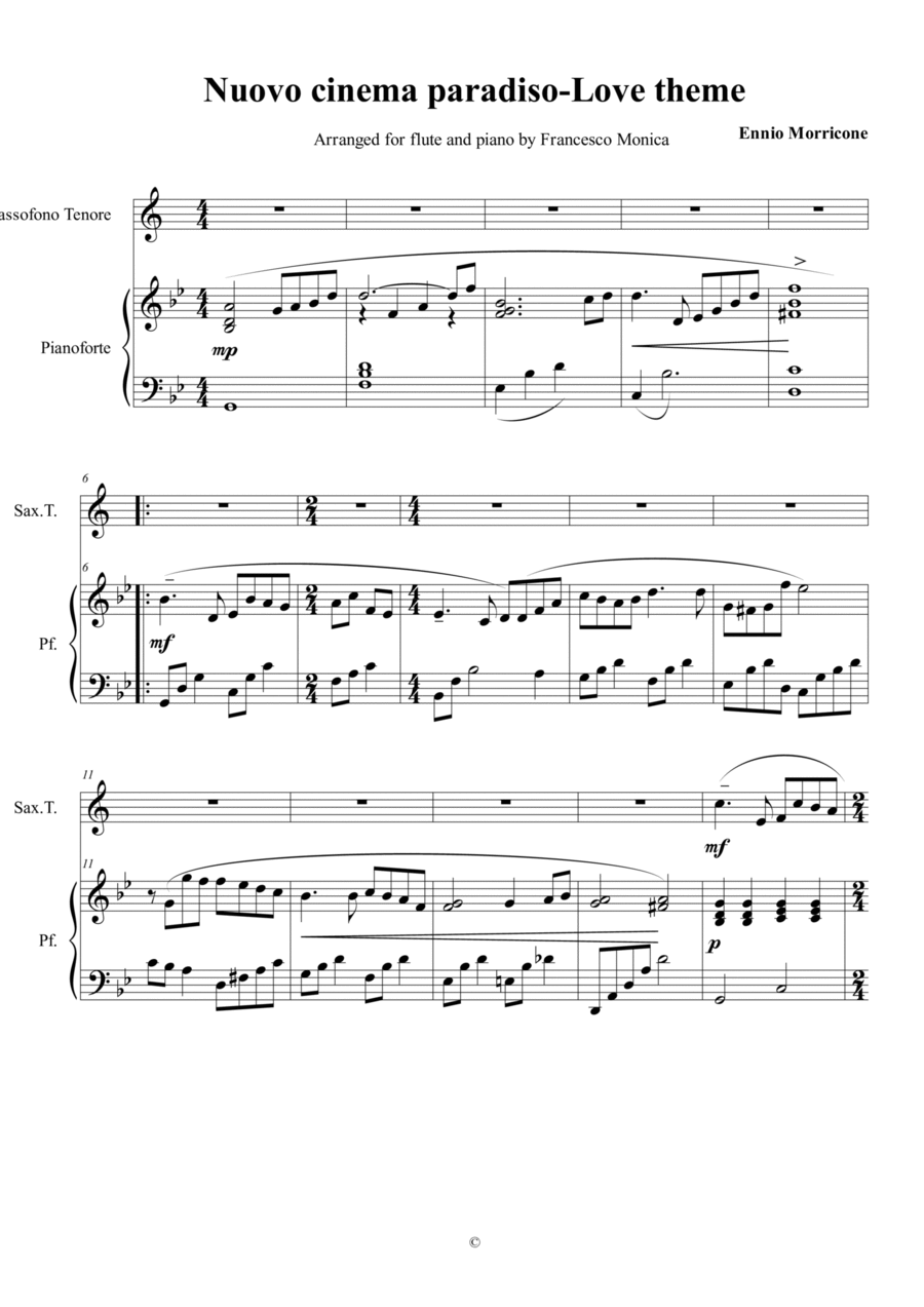 Love Theme (tema D'amore) Woodwind Duet scores gallery preview page 1
