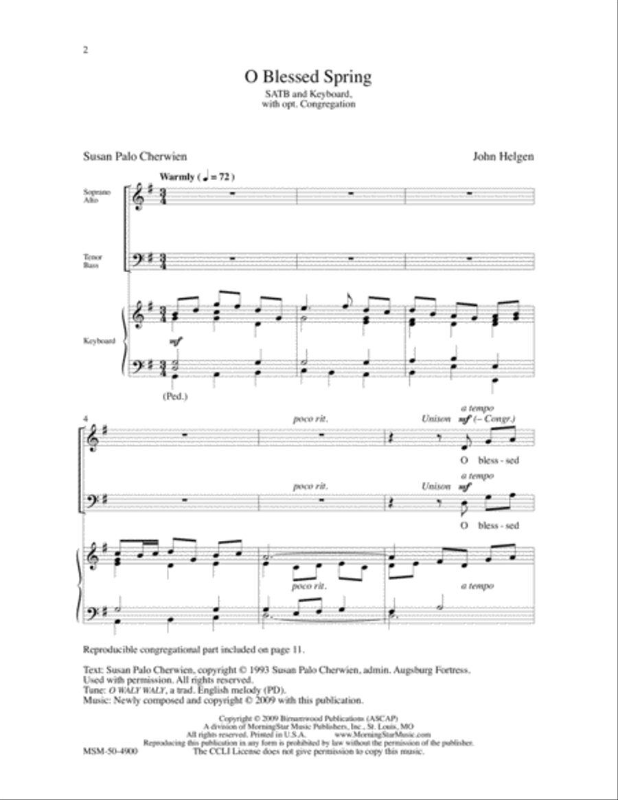 O Blessed Spring O Blessed Spring 4-Part scores gallery preview page 2