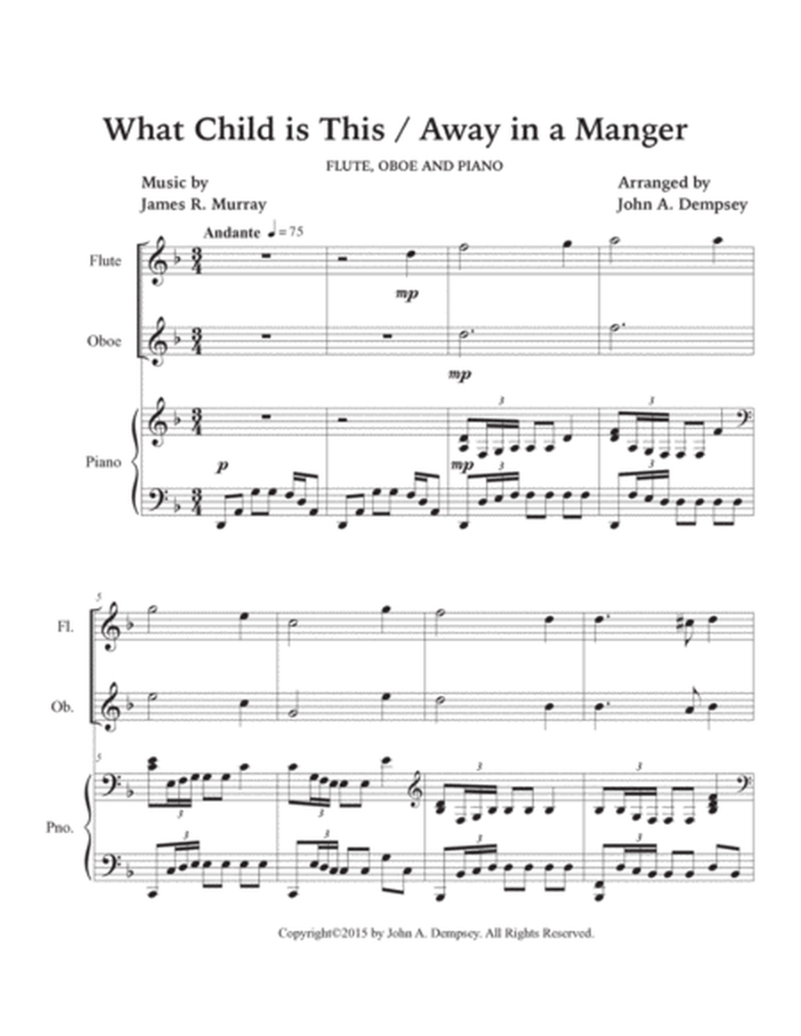 Christmas Medley (What Child is This / Away in a Manger): Trio for Flute, Oboe and Piano image number null