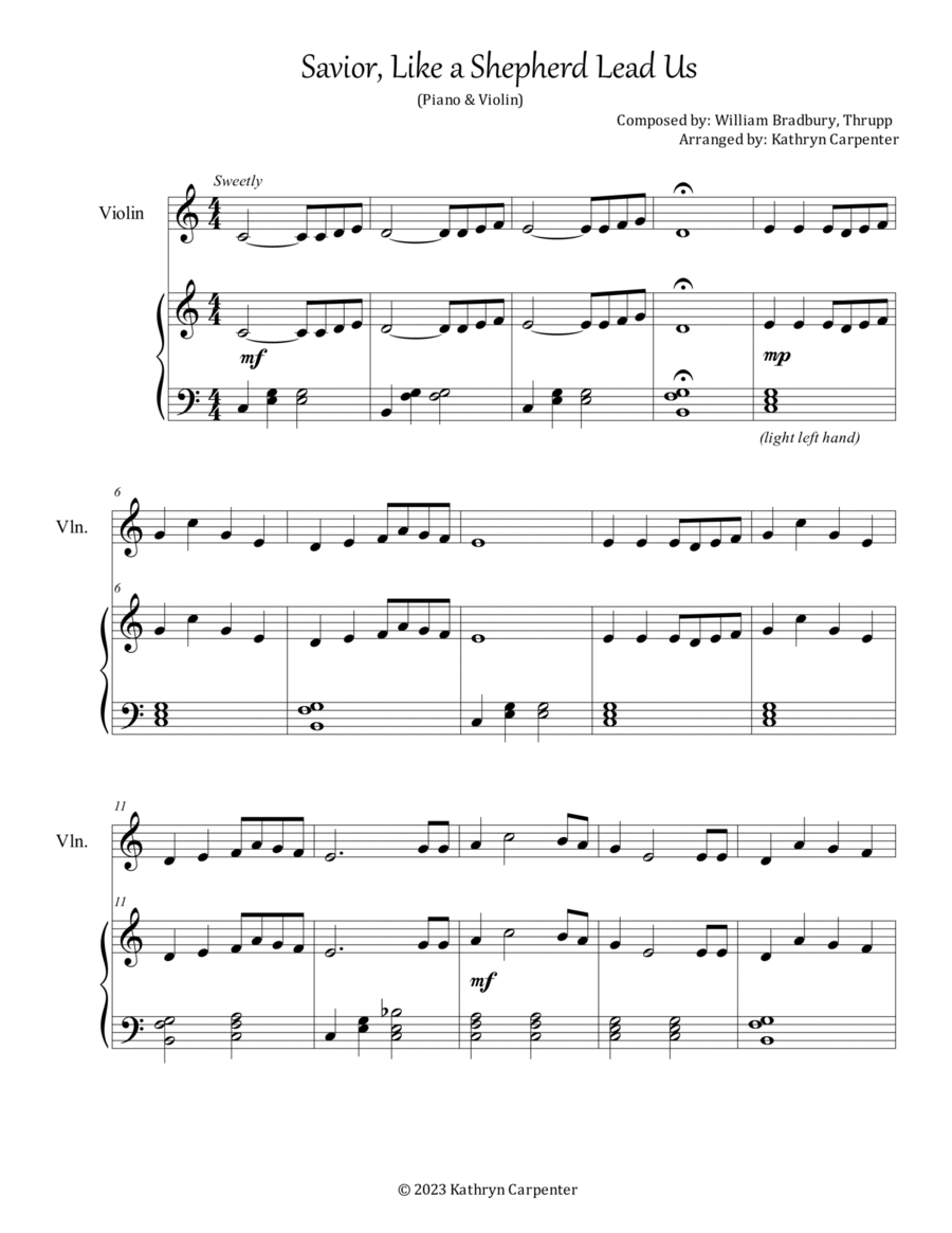 Savior, Like a Shepherd Lead Us Violin Solo scores gallery preview page 1