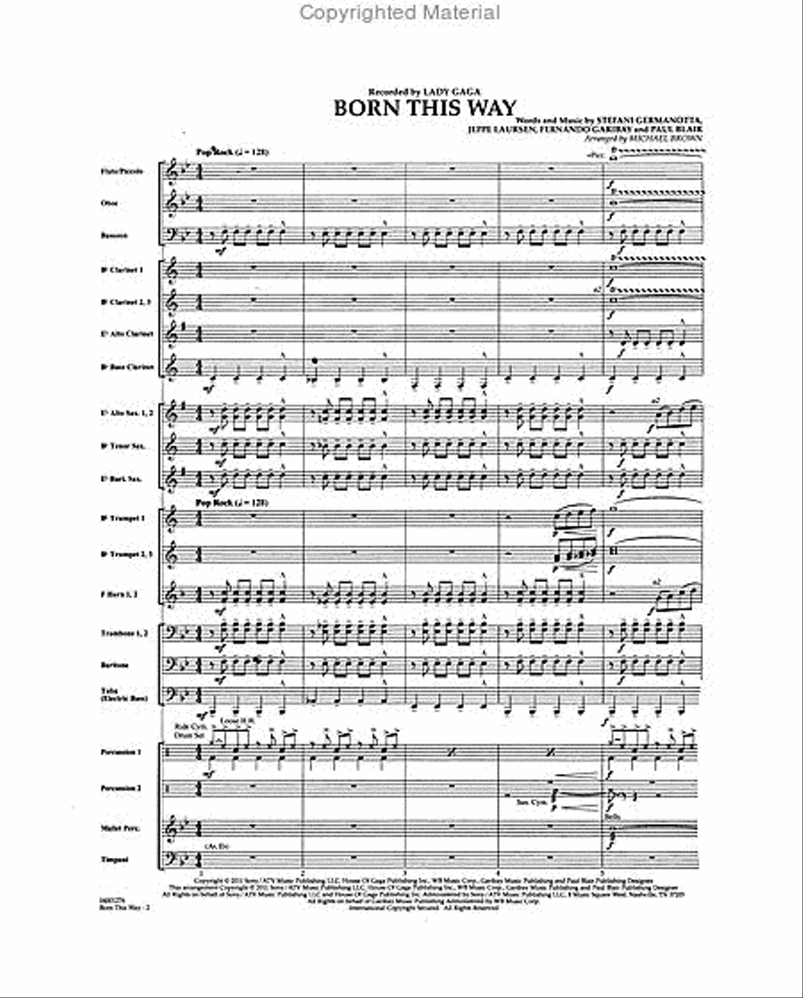 Born This Way Concert Band scores gallery preview page 2