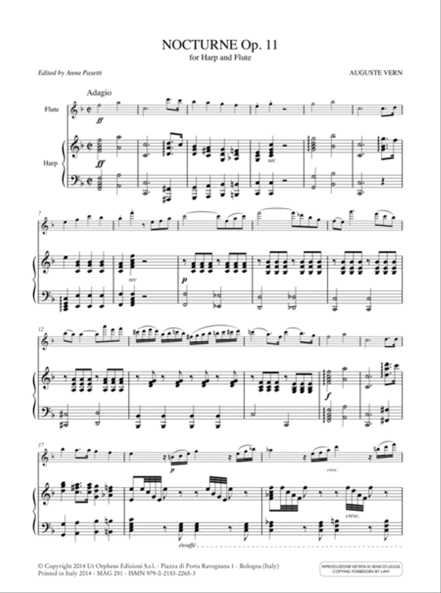 Nocturne Op. 11 for Harp and Flute Flute scores gallery preview page 2