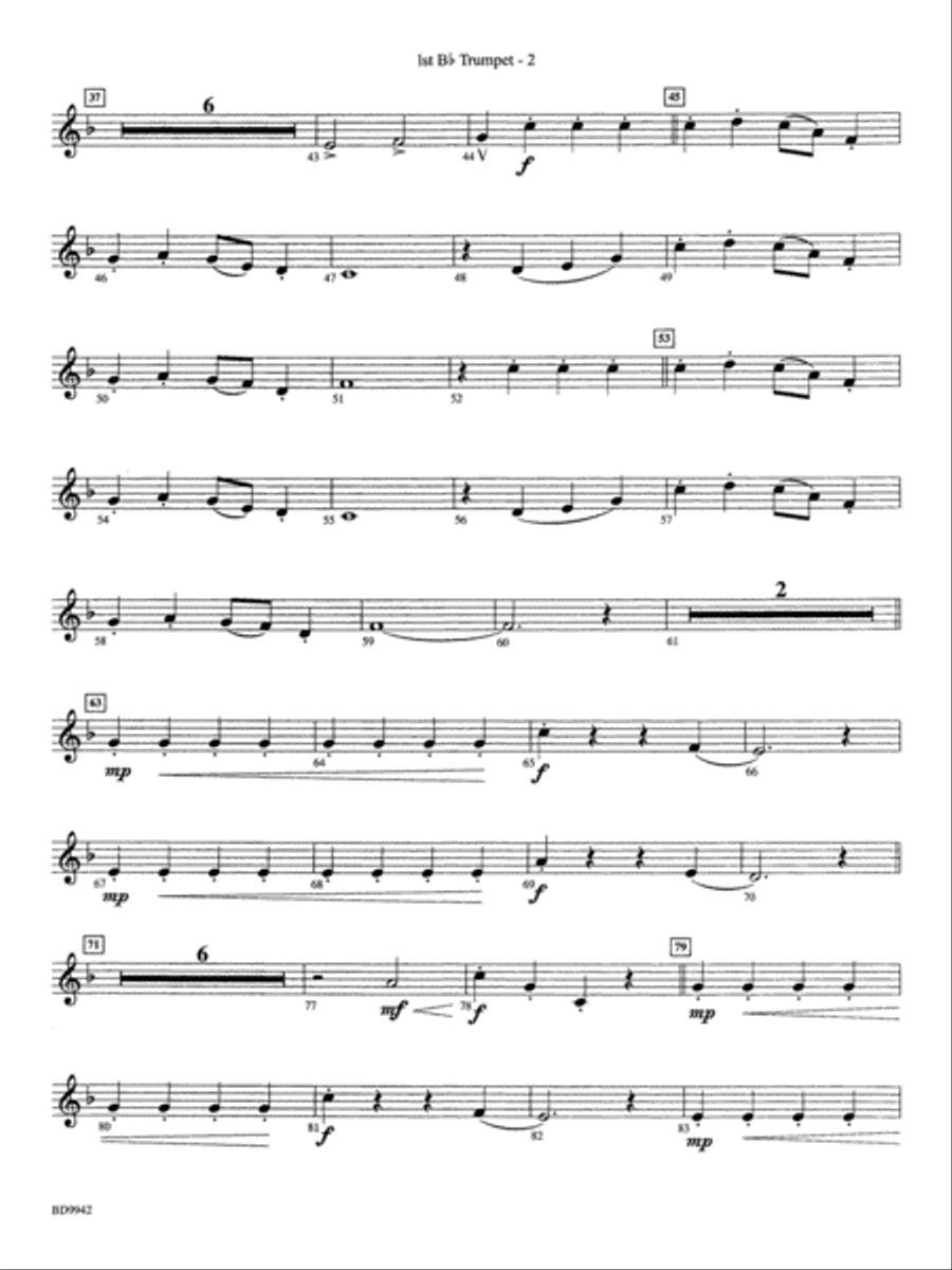 Sleigh Ride: 1st B-flat Trumpet Concert Band scores gallery preview page 2