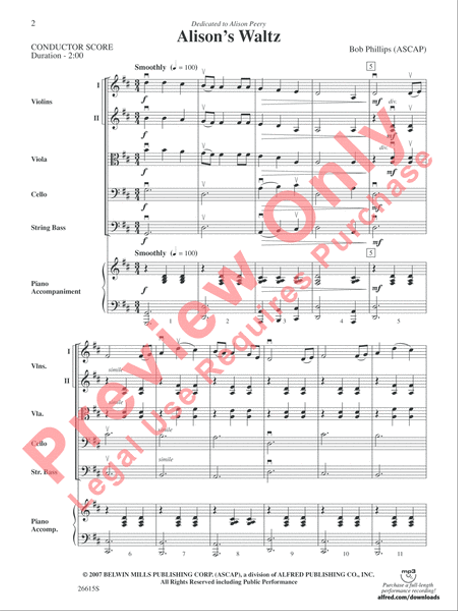 Alison's Waltz Alison's Waltz String Orchestra scores gallery preview page 3