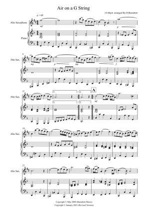 Air on a G String for Alto Saxophone and Piano (version two)