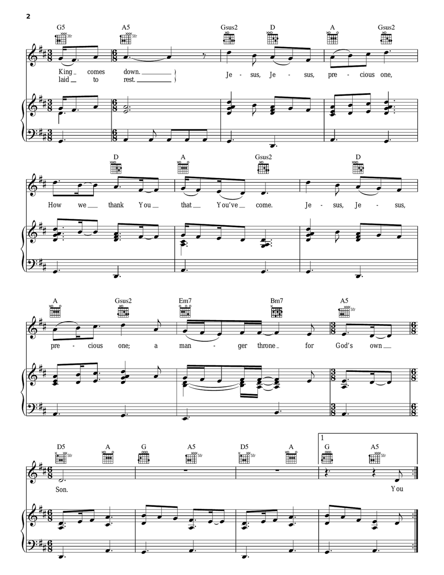 Manger Throne Piano, Vocal, Guitar scores gallery preview page 2