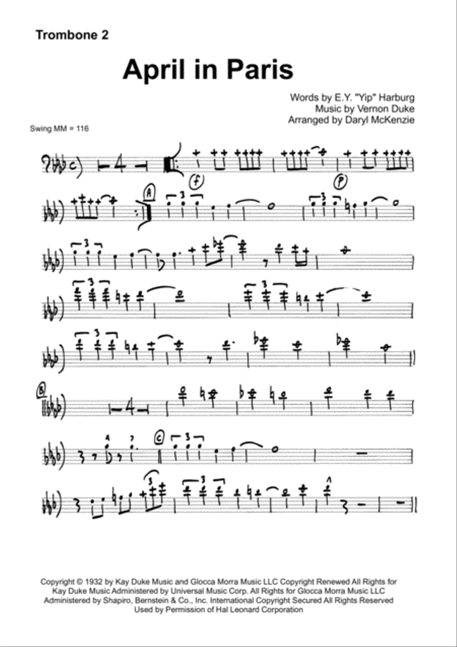 April In Paris Brass Quintet scores gallery preview page 3