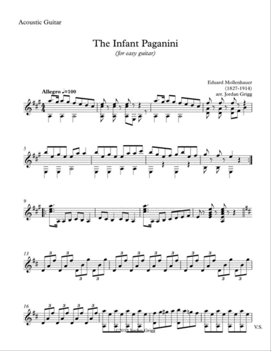 The Infant Paganini (for easy guitar) Classical Guitar scores gallery preview page 4