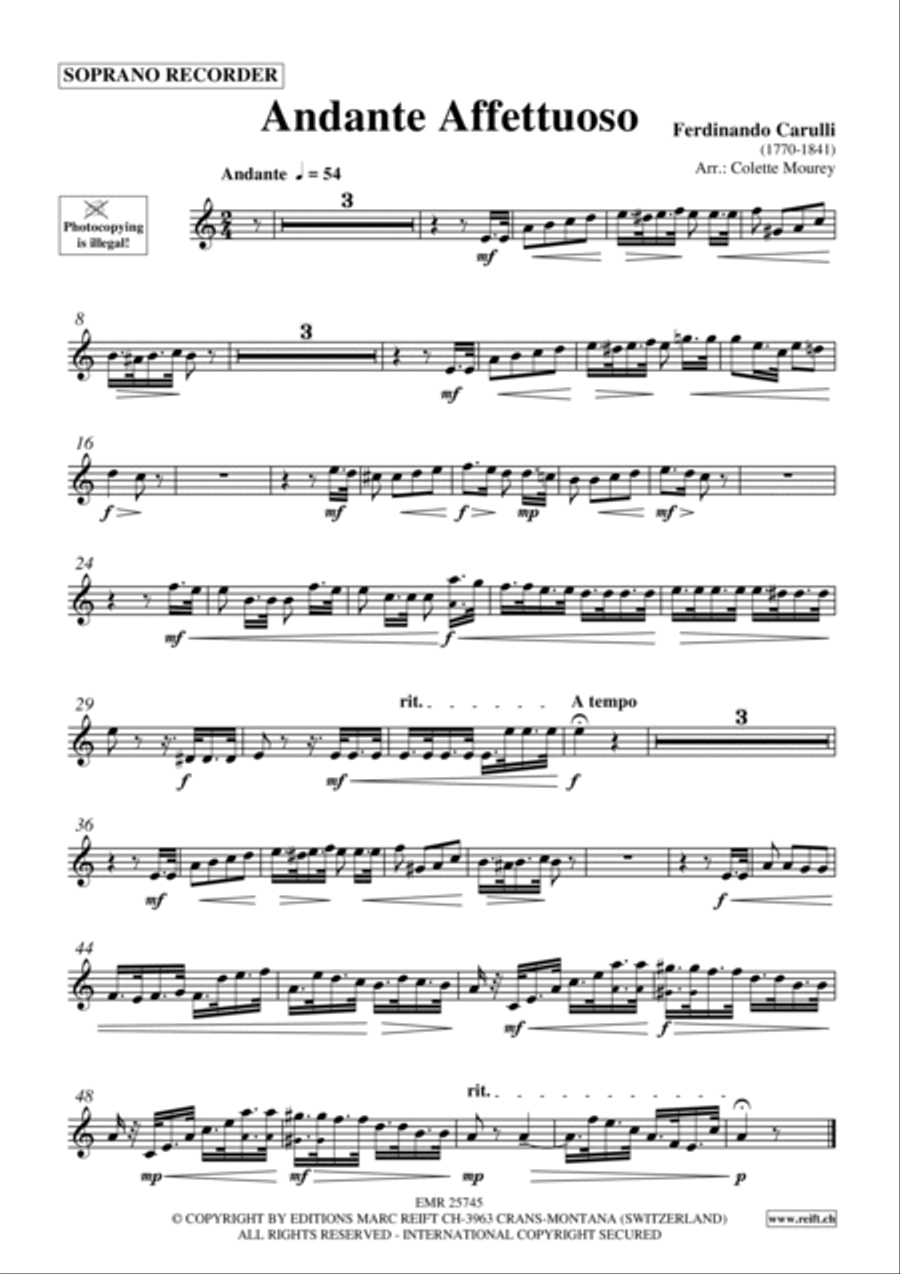 Andante Affettuoso Andante Affettuoso Soprano Recorder scores gallery preview page 2