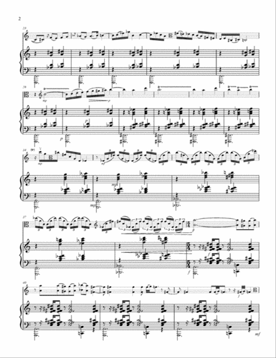 Tears of the Heliad for solo viola and piano Piano scores gallery preview page 2