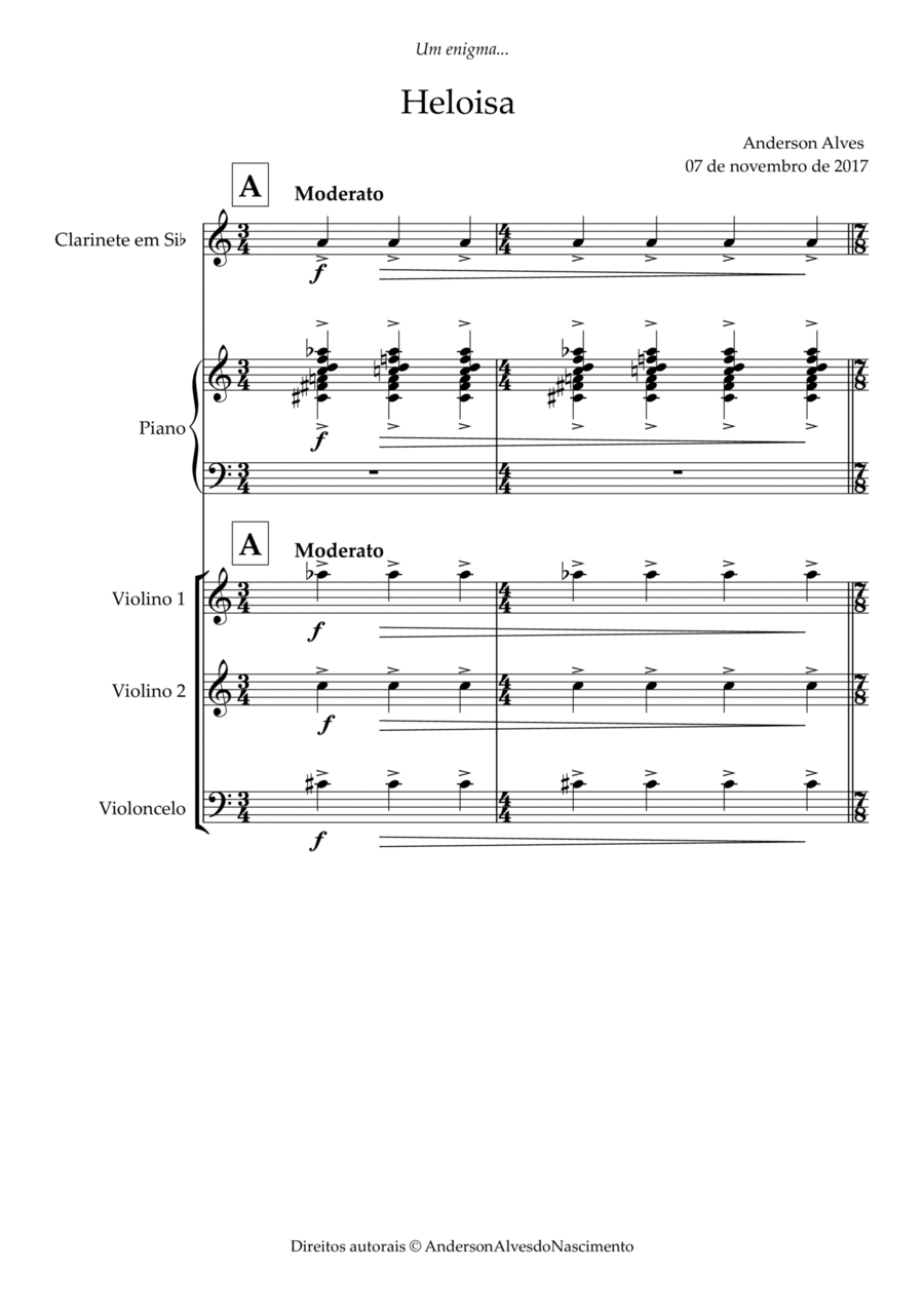 Heloisa quintet Heloisa quintet Clarinet scores gallery preview page 1