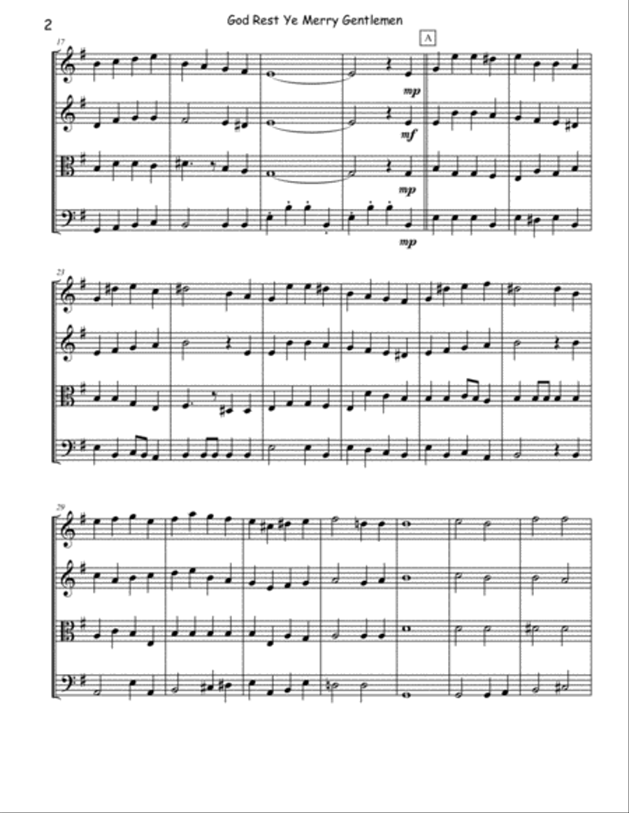 God Rest Ye Merry Gentlemen - String Quartet String Quartet scores gallery preview page 2