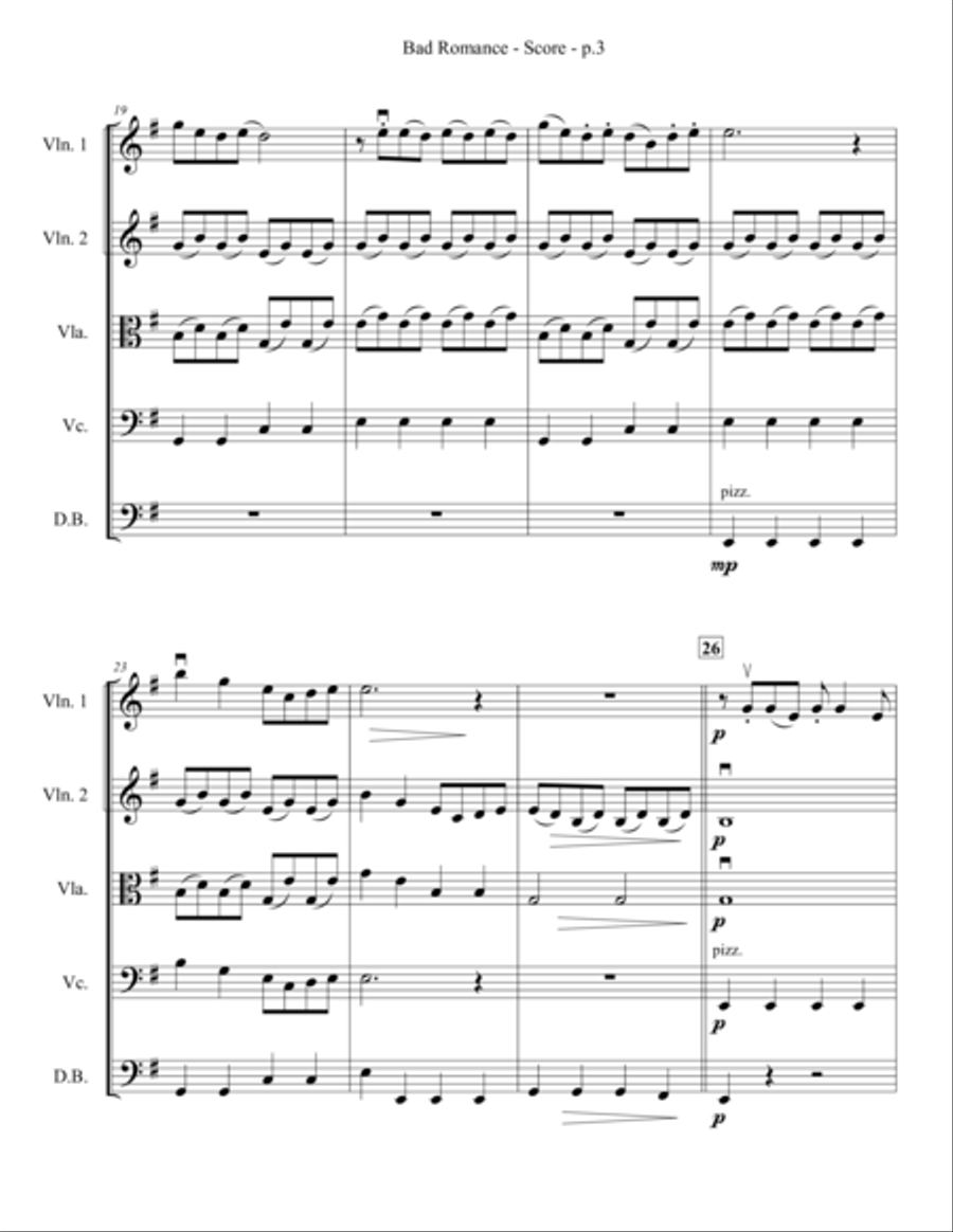 Bad Romance String Orchestra scores gallery preview page 4