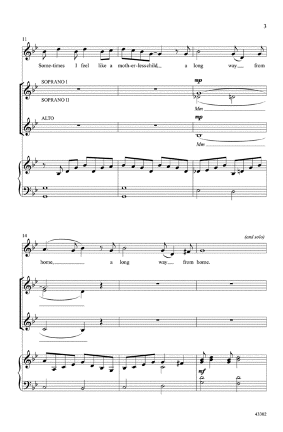 Sometimes I Feel Like a Motherless Child Choir scores gallery preview page 2